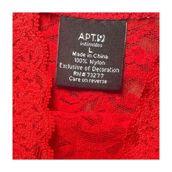 Sexy Red Size Large Floral Lace Whimsygoth Coquette Babydoll Lingerie Mini Dress - Picture 7 of 7